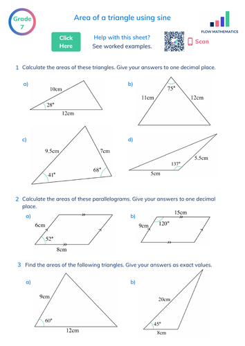 Area of a triangle using sine (Higher GCSE) | Teaching Resources