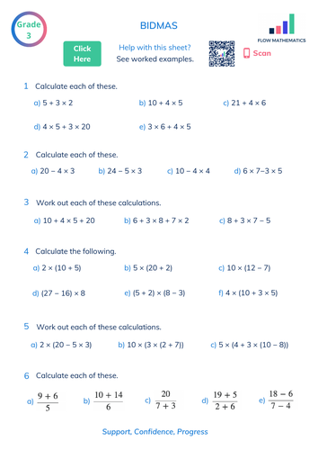 BIDMAS worksheet | Teaching Resources