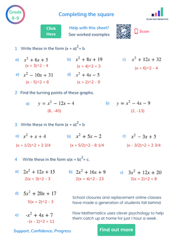 Completing the square | Teaching Resources