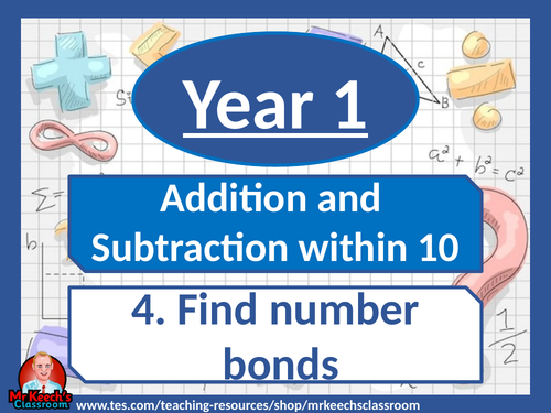Year 1 - Addition and Subtraction Within 10 - Find Number Bonds- White ...