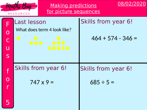 Making predictions for picture sequences - mastery style lesson ...
