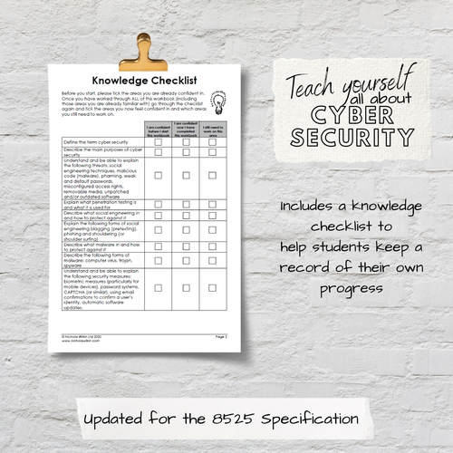 Cyber Security AQA GCSE Computer Science Workbook (8525) | Teaching ...