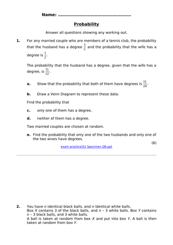 Statistics 1 Assessment Pack | Teaching Resources