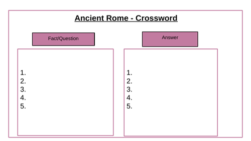 Ancient Rome Crossword Teaching Resources