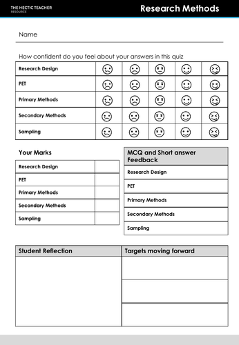 AQA A Level Sociology End Of Topic Test Research Methods Teaching 