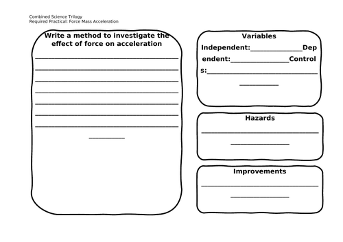 Combined Science Physics RP Worksheets