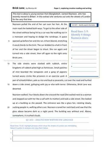 P1 workbook-Brick Lane (pdf) | Teaching Resources
