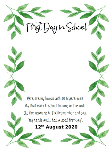 Primary 1 - First Day Handprint | Teaching Resources