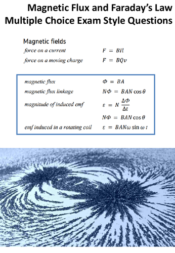 Magnetic Induction multiple choice & solutions A-level Physics