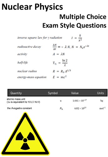 Nuclear Physics multiple choice & solutions A-level Physics