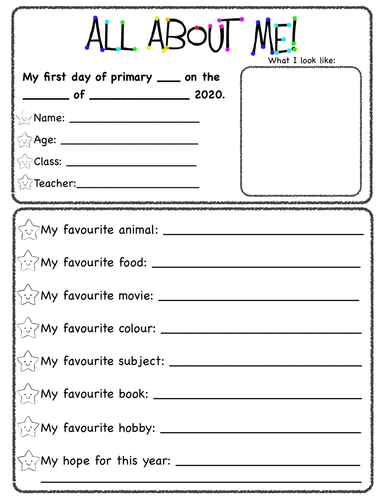 'All About Me' Fact File | Teaching Resources