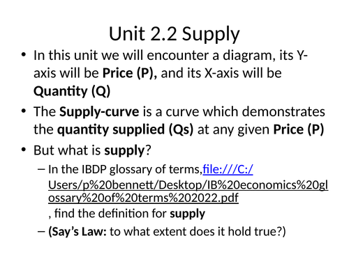 Unit 2.2 Supply (IBDP Economics 2022)