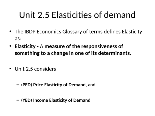 Unit 2.5 Elasticities of demand (IBDP)