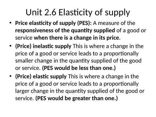 Unit 2.6 Elasticity of supply IBDP