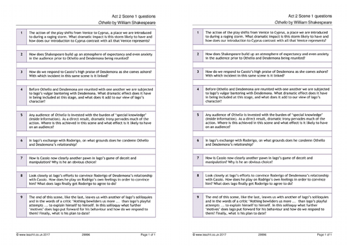 othello act 2 essay questions