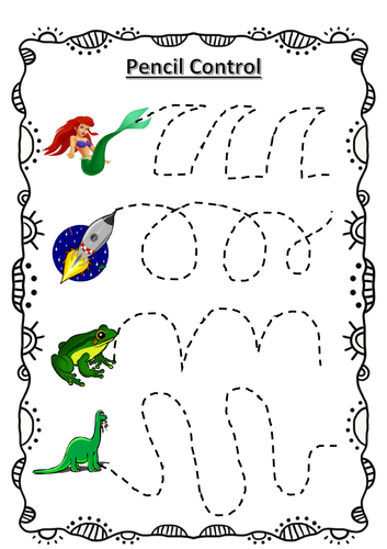 pencil control worksheets x6 teaching resources