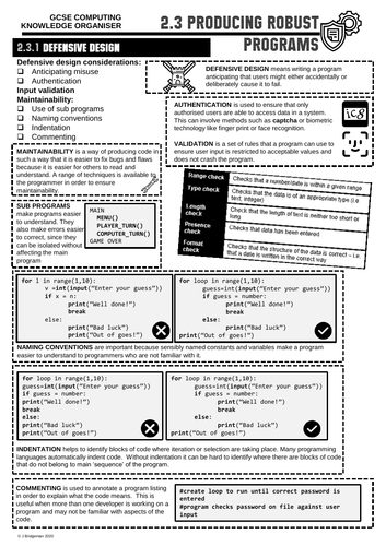 GCSE Computing Knowledge Organiser 2.3