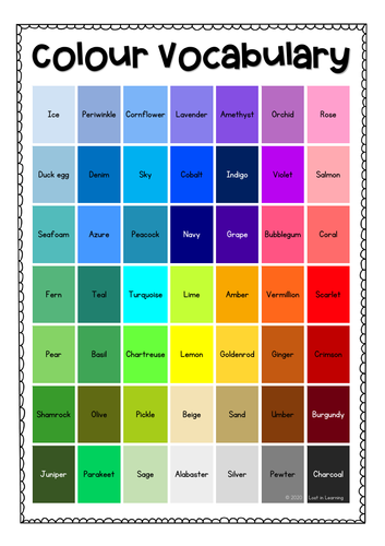 18 Color Vocabulary Pdf PaysleyAvrick