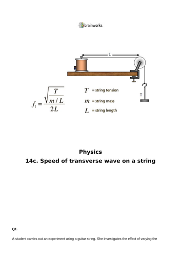 A AS Level Speed of wave on a string tension stationary