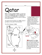 qatar introductory worksheet with map and flag teaching resources