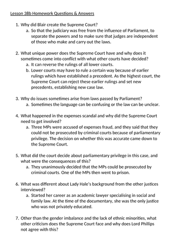 Edexcel A Level UK Politics Lessons 114-115 (The Supreme Court ...