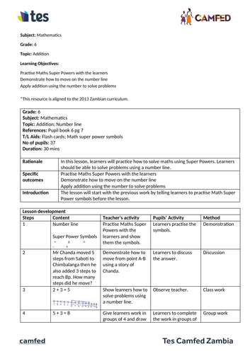 Addition for Grade 6 (Zambian curriculum) | Teaching Resources