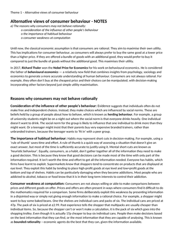 12. Behavioral Economics - (Slides, Activities and Notes)- Edexcel A ...