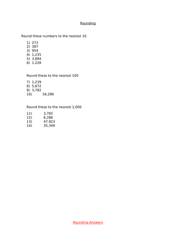 Year 5 Place Value - Rounding to 10, 100 and 1000