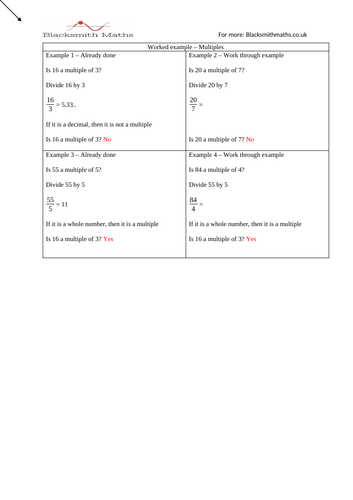 Factors multiples And Prime Numbers Worksheet Teaching Resources