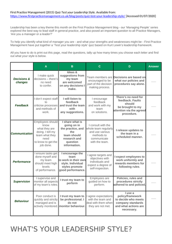 Lewin's Leadership Styles 