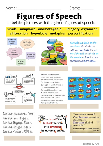 figures of speech worksheet grade 5 with answers