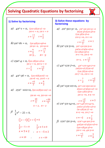 Solving Quadratic Equations: By factorising, completing the square and ...
