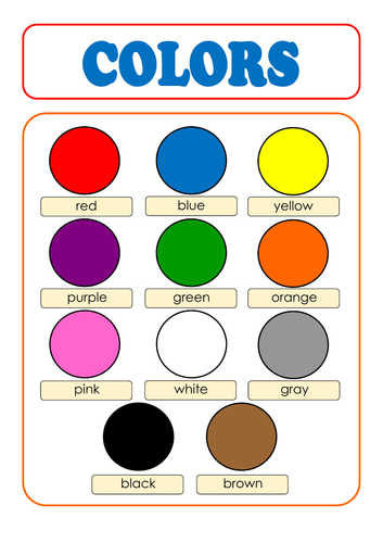 Color Chart  Printable  Teaching Resources