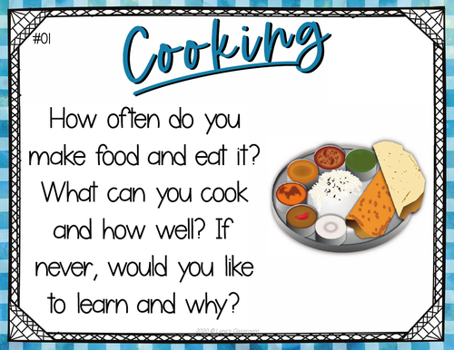 Bell Ringers Questions | Topic: Cooking and Eating | Middle and High ...