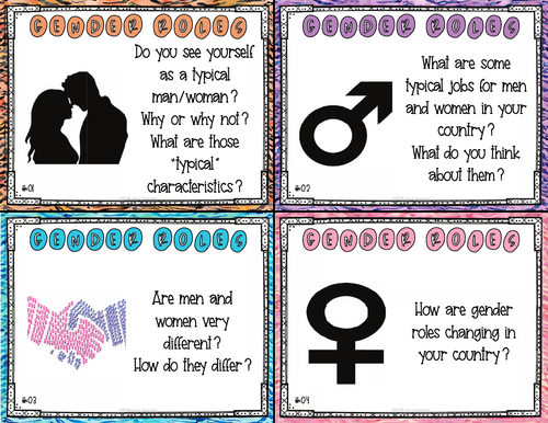 Conversation Starter Cards Gender Roles Social Skills For Middleandhigh Teaching Resources 8913