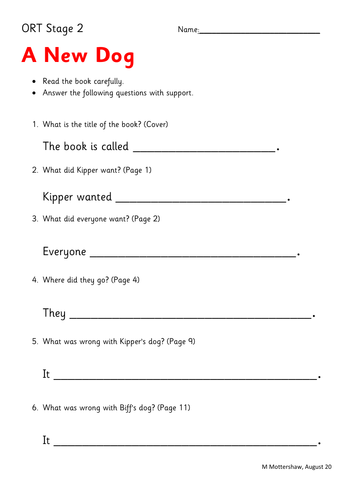 Dog Tales Nova Worksheet Answer Key