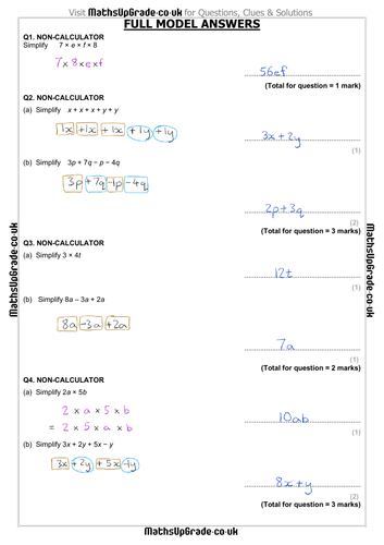 simplifying-basic-expressions-edexcel-1ma1-questions-teaching-resources