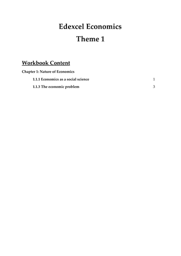 Edexcel Economics Theme 1: 1.1.1 Economics as a social science and 1.1.3 The economic problem