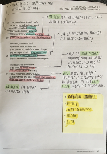 GCSE English Literature Power and Conflict poetry Grade 9 notes ...