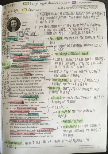 GCSE English Literature Power and Conflict poetry Grade 9 notes ...