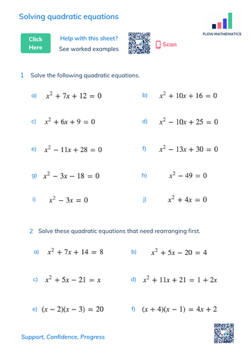 Solving quadratic equations (Australian Curriculum) | Teaching Resources