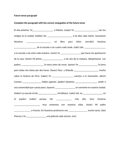 Future Continuous Tense Paragraph Exercises