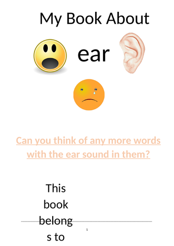 Phonics resource to teach children the sound ‘ear’ in Phase 3 ...