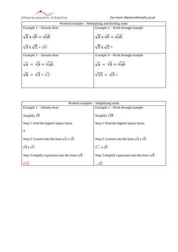 simplifying-surds-worksheet-teaching-resources