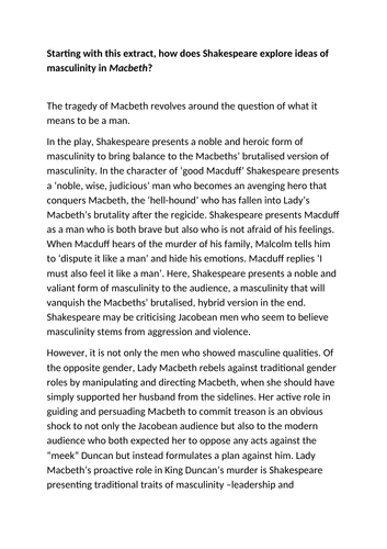 lady macbeth masculinity essay
