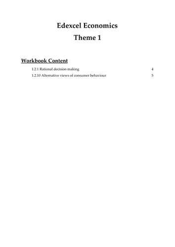 Edexcel Economics Theme 1: 1.2.1 &1.2.10 Rational decision making and alt view of consumer behaviour