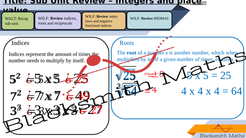 Unit 01.2 - Higher - Indices, roots, reciprocals, and hierarchy of ...