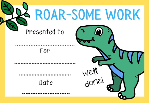 Dinosaur classroom reward certificates to print or use online ...