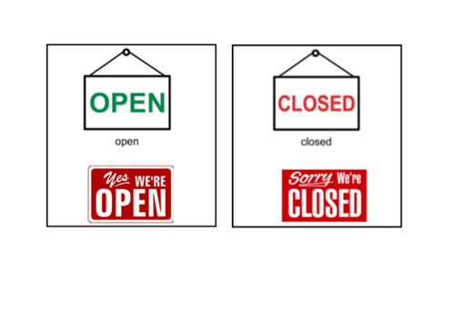 Community Signs: recognise or read Opposite signs: Open or closed ...