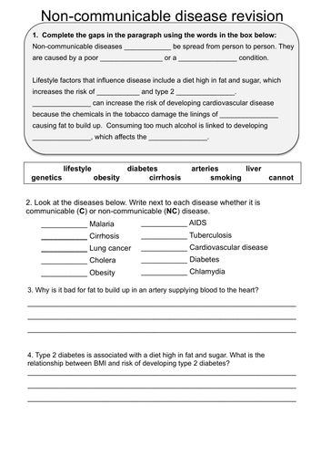 Edexcel Biology revision worksheets (T5 - Health and disease